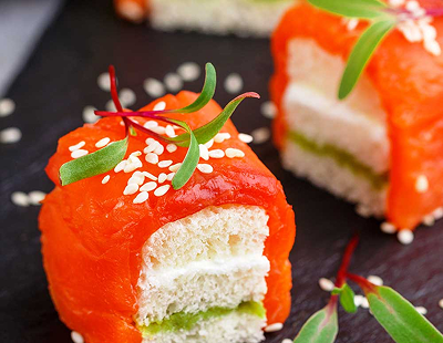 mini sandwiches with smoked salted salmon or trout yczkr3e 1